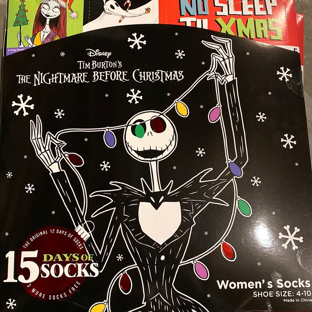 New 15 pair Nightmare Before Christmas Socks box